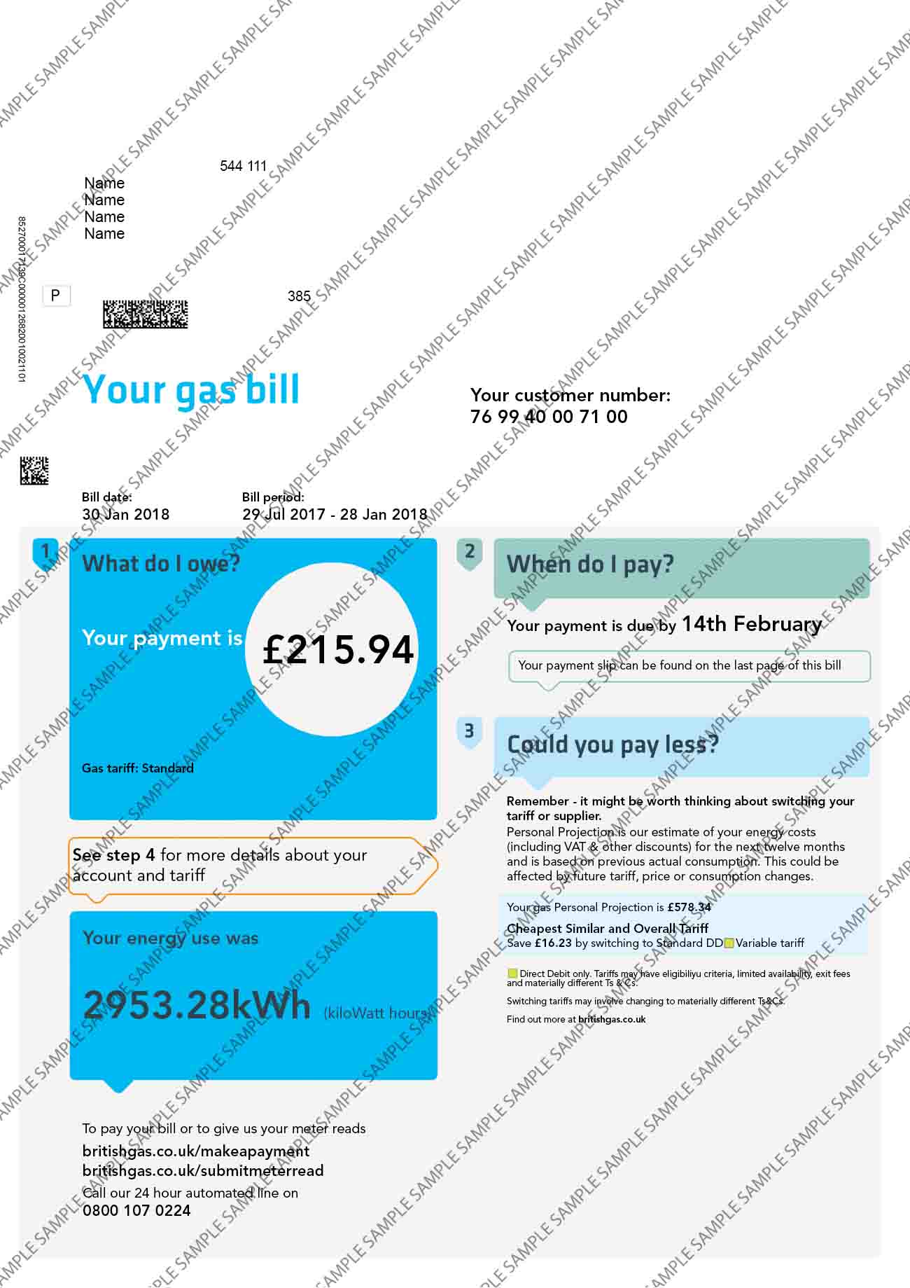 British Gas Sample Document
