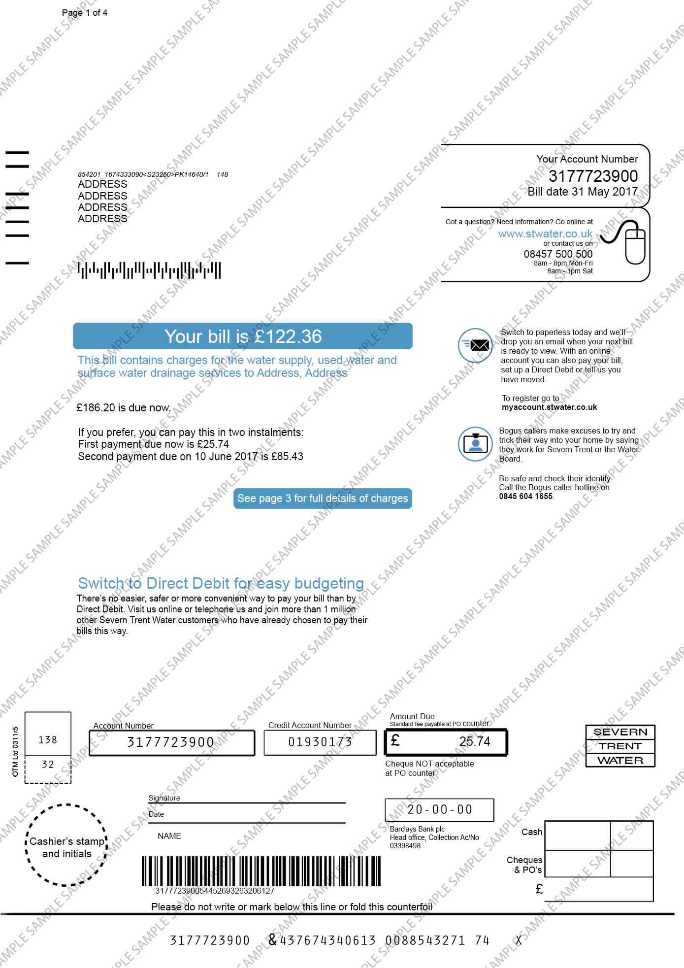 Severn Trent Water Sample Document