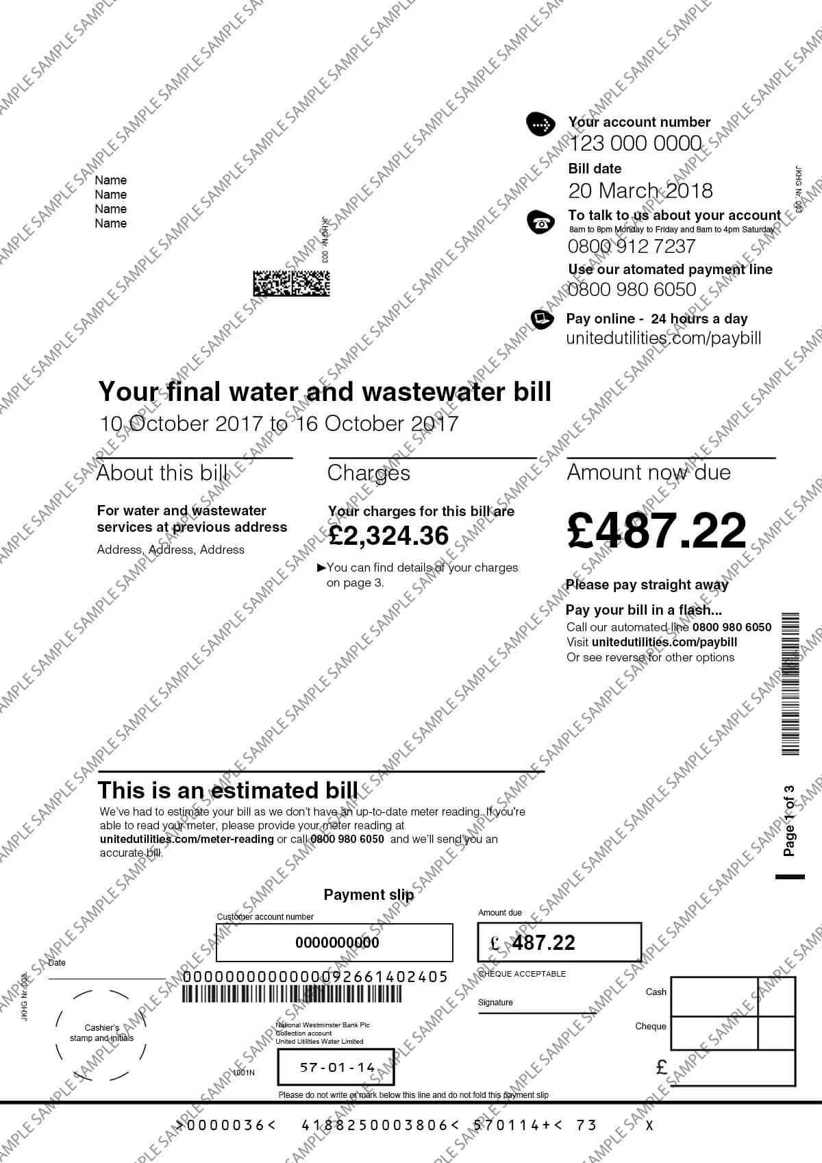 United Utilities Sample Document